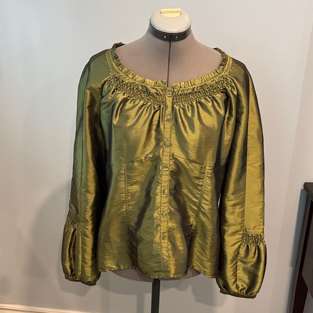 Kenar Shimmering Olive Blouse